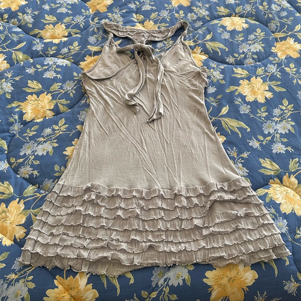Arden B Taupe Ruffle Racerback Tank - Picture 3 of 6